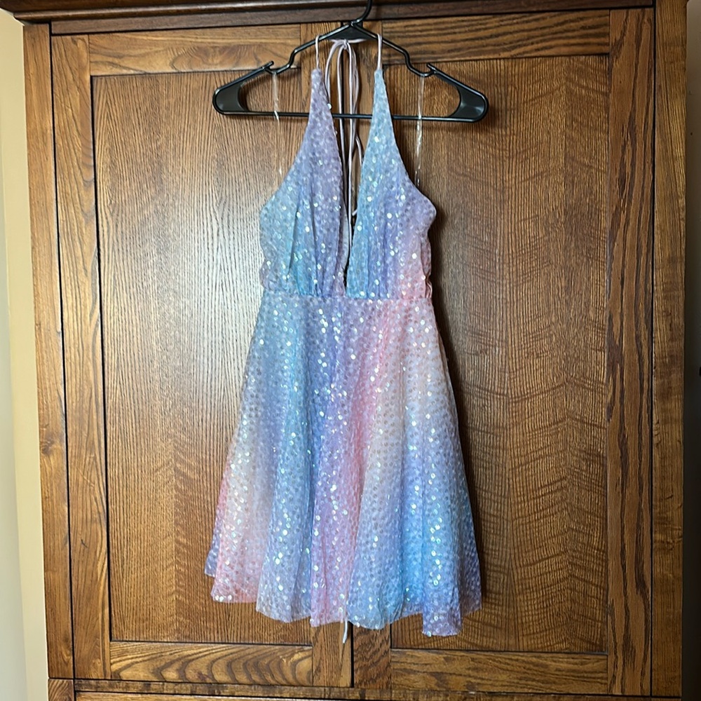 Hello Molly Baby Butterfly Sequins Rainbow Dress. Size XS new w/tag